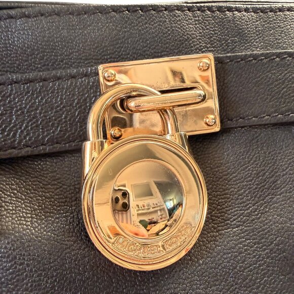 Michael Kors Hamilton Leather Satchel Black - Picture 2 of 8